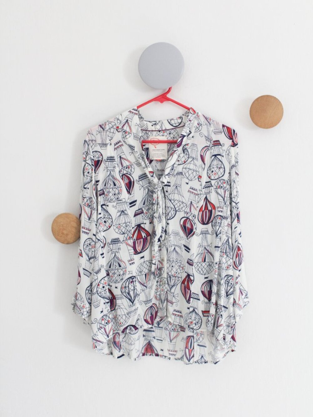 Anthropologie x 52 Conversations - Balloon Tie Neck Blouse with Flaw